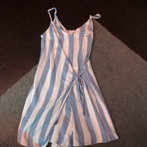 blue and white striped romper